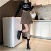 Autumn 2025 High-Waisted Pleated A-Line Skirt - Women's Slimming Hip-Hugging Design, Anti-Exposure Short Skirt