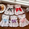 Heart Print Pet Dress with Bow, Breathable Cotton Dog Cat Clothes, Adjustable Pet Outfit with D-ring