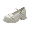 Coarse Heel Small Leather Shoes Single Shoes 2025 Spring and Autumn New Light Mouth French Sweet White Word with Mary Jane Shoes Women