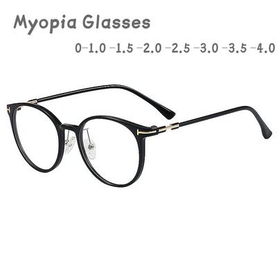 Ochelari unisex cu finisaj retro pentru miopie Ochelari de vedere vintage anti-albastru care blochează lumina scurtă dioptrie Ochelari optici de la 0 la -4,0