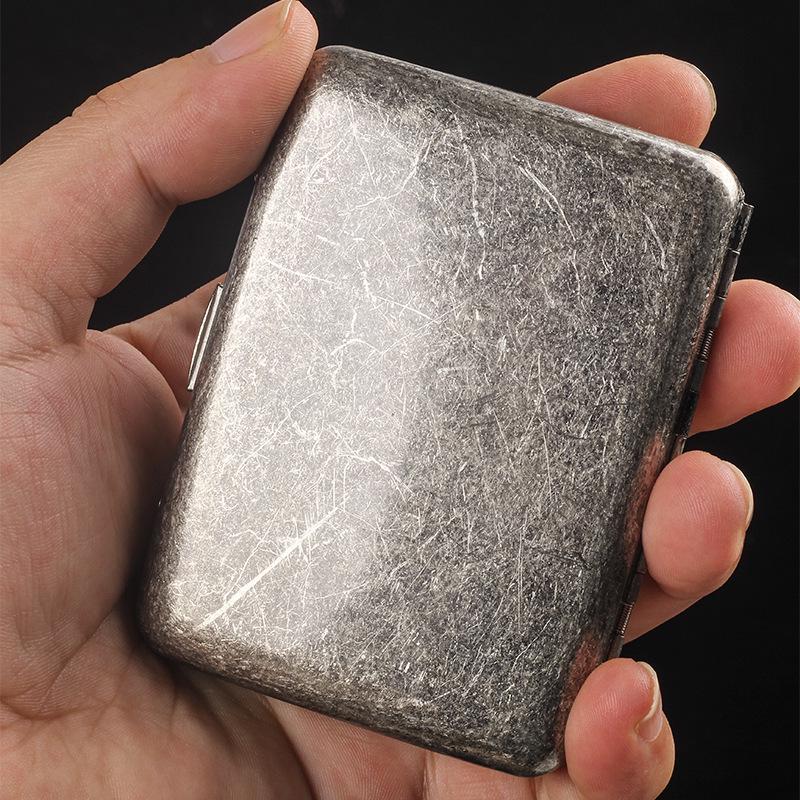 Vintage Antique Silver Dual-Use Cigarette Case for 6.5mm Medium/Regular Cigarettes - Holds 20/16 Count