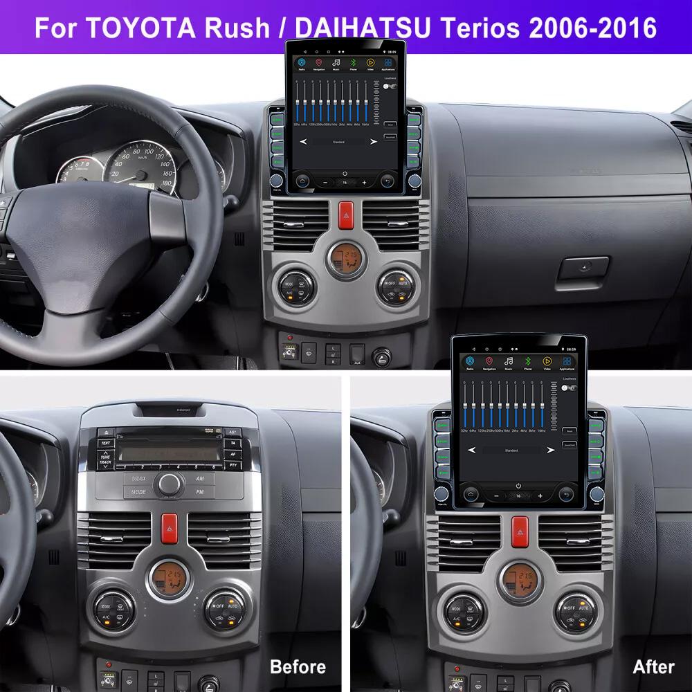 Radio de coche con pantalla vertical de 9,7" para TOYOTA RUSH DAIHATSU TERIOS MANULA AC 2006 2016, reproductor multimedia con navegación GPS y Carplay
