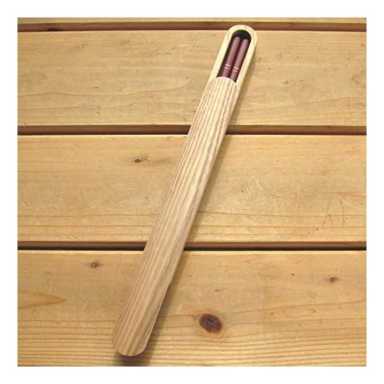Nagao Chopsticks and Chopsticks Case Set, 23cm, Gold Double-Line Design, Vermilion, Wood, Made In Ja