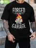 Blacksmith Fire Forged Knives T-shirt - 100% Cotton Casual Tee with "Forged In My Garage" Graphic