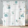 Coastal Beach Seahorse Starfish Shower Curtain, Ocean Themed Scallop Nautical Beach Scene Seashell Shower Curtains for Bathroom