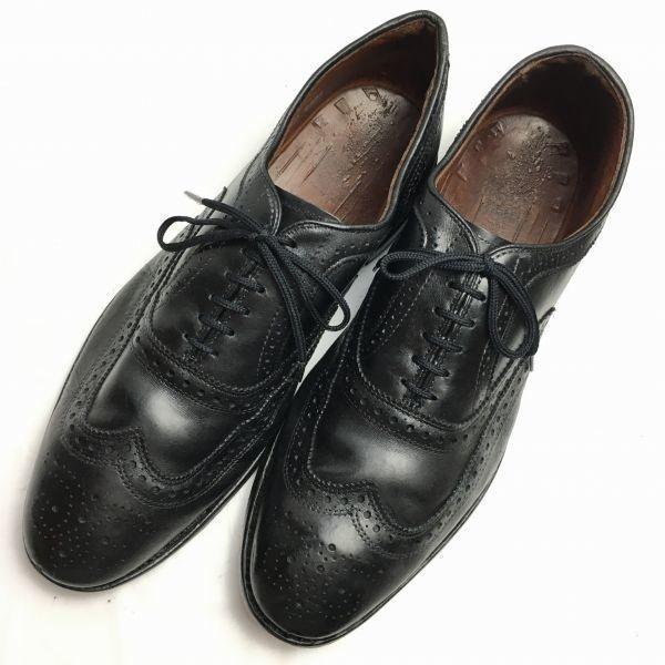 Allen Edmonds 80s Vintage McAllister Full Brogue Wingtip Shoes Black Size 10.5D / 28.0-28.5cm(USED)