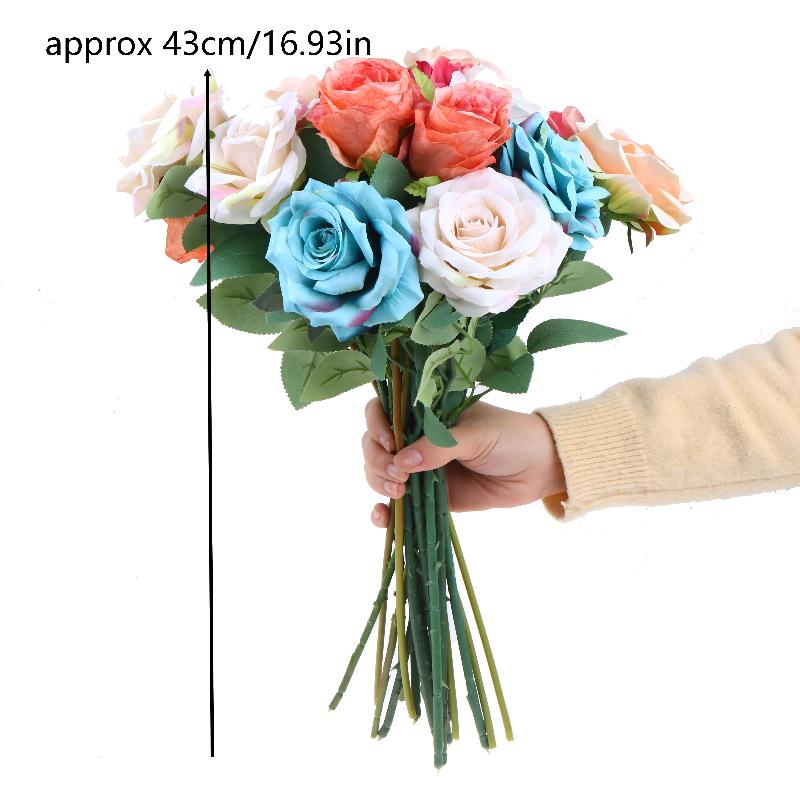 3Pcs Artificial Rose Flower Single Stem Fake Rose For Proposal Wedding Bouquet Home Party Table Centerpiece Decoration