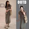 Summer 2026 Striped Lapel Maternity Dress