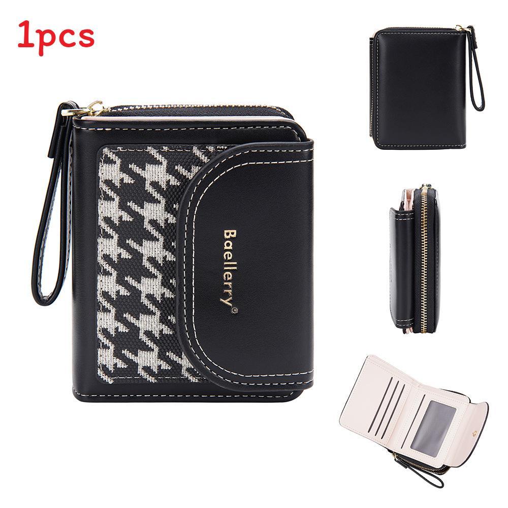 Womens Fashion Card Holder With Pu Fabric And Double Fold For Casual Day