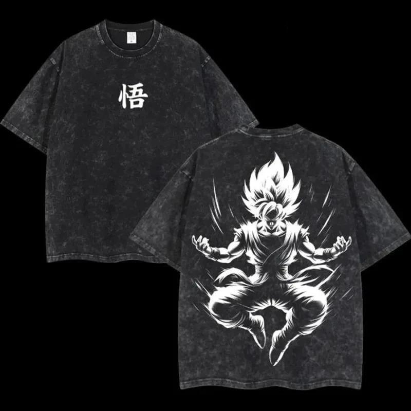 T-shirt Lavata Cosplay Anime Dragon Ball Cotone Manica Corta Larga Casual Sport Fitness T-shirt Uomo Abbigliamento Harajuku