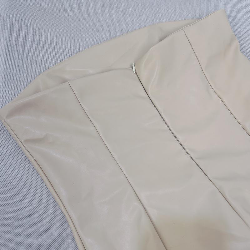 2024 Jesień/Zima Damska Solidna Skórzana Sukienka Tubka Z talią i biodrami