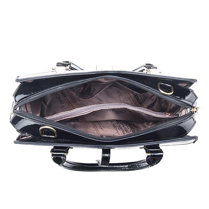 [Cross-border] New 2026 Autumn/Winter Women's Fashion Shiny Leather Crocodile Pattern Shoulder Bag with Large Capacity