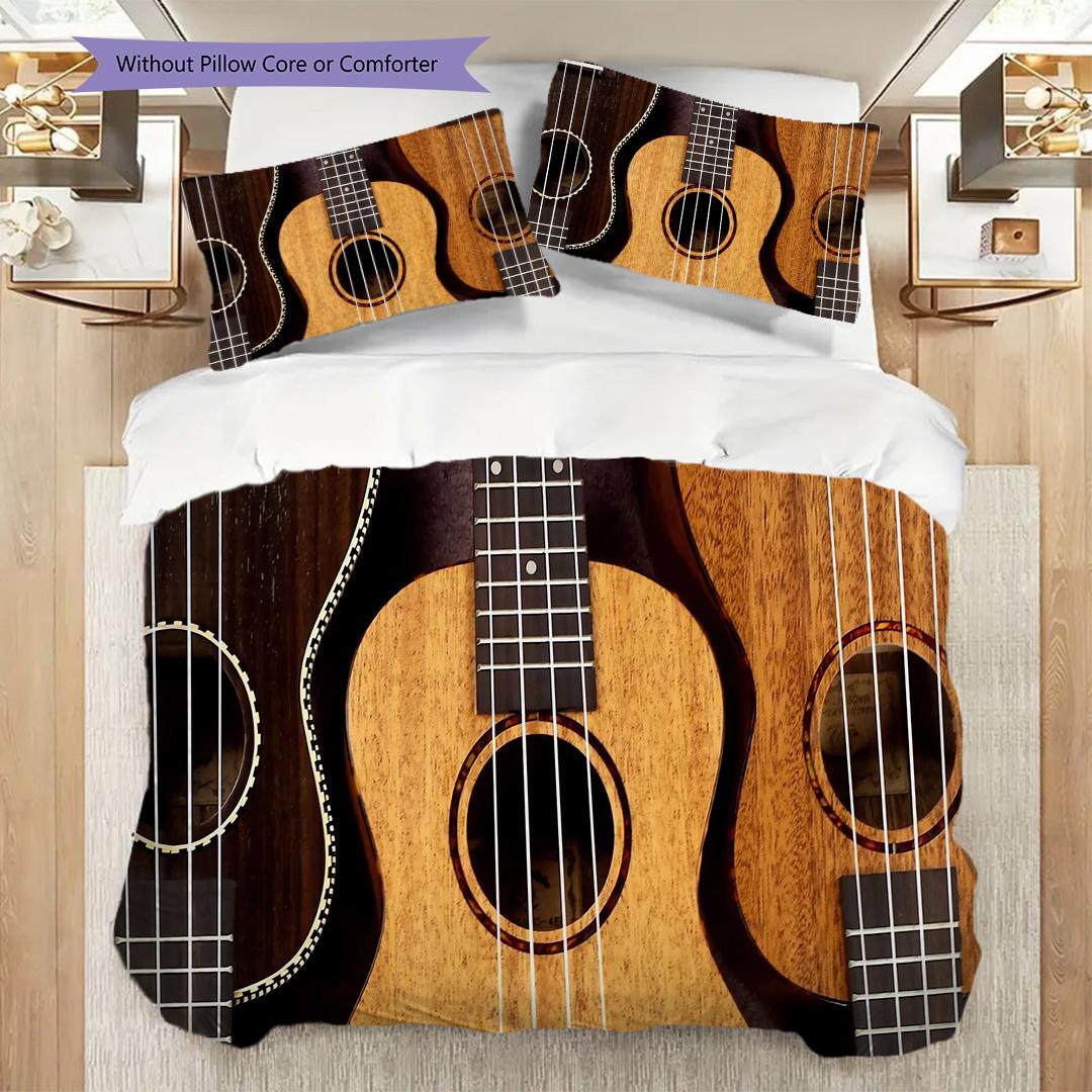 

1PC Music, guitar Theme Bedding Quilt Set Quilt Cover Pillowcase Home Decoration Birthday Gift (1 * duvet cover + 9 * pillowcase, without core) 135x200cm