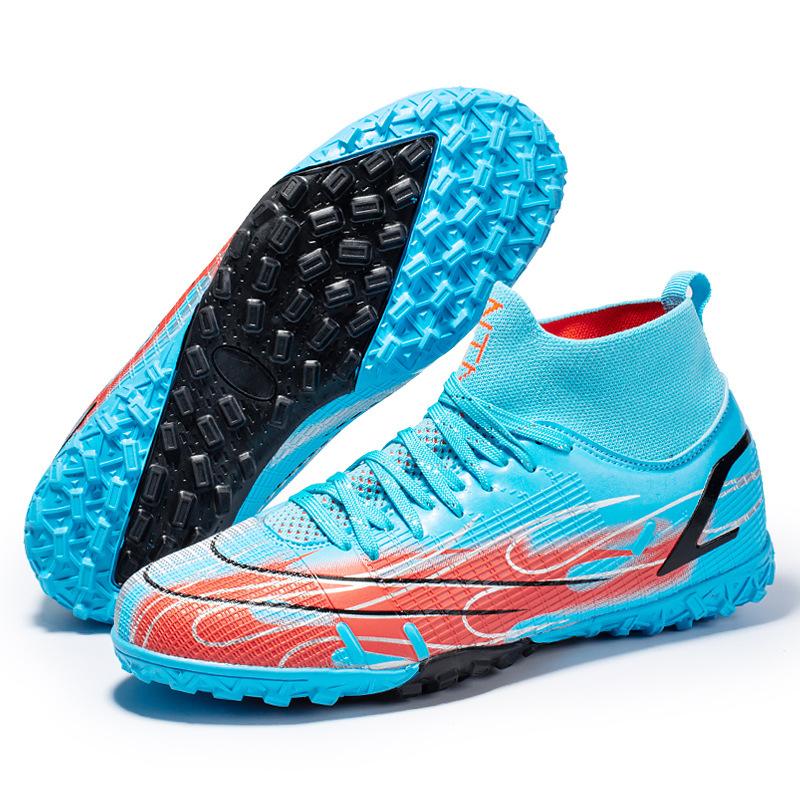 Vibrating football shoes boys and girls high-top TF broken nails youth training lawn football shoes one piece 2025