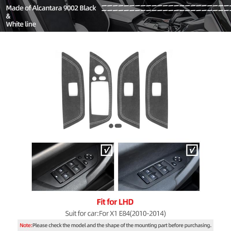 

For BMW X1 E84 2010-2014 Made of Alcantara Car Interior Window Switch Lifter Button Panel Trim 4pcs Sticker Tuning Accessories White LHD