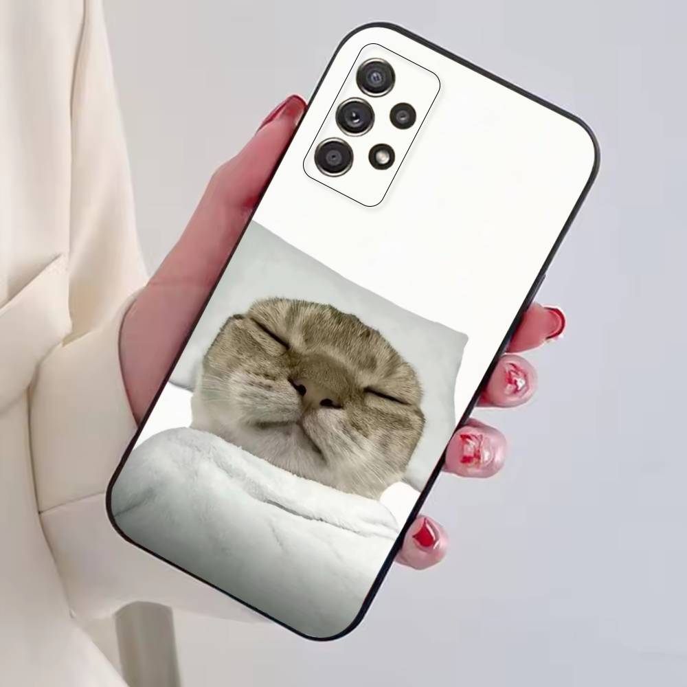 F-Funny Animal Cat Phone Case Black Silicone Soft For Samsung S25,S24,S21,S22,S23,S30,Ultra,S20,Plus,Fe,Lite