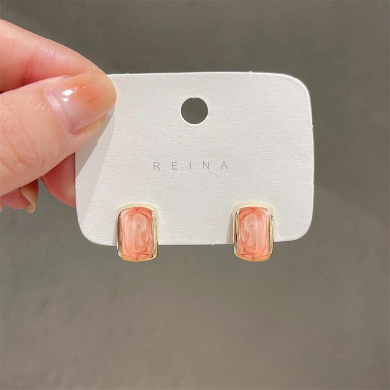 Boucles d'oreilles puces tendance chic en émail en forme de C pour femmes Couleur rouge vert rose Petites boucles d'oreilles pour filles aretes de mujer nouveau