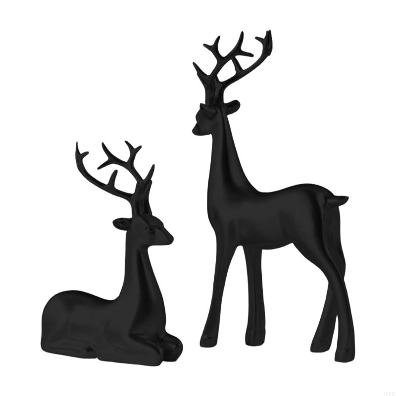 Miniature Reindeer Resin Decoration Holiday Themed Crafted Shelf Display Piece чёрный