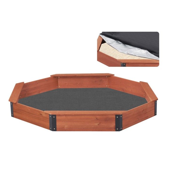 Sandpit - GINGER HOME OCTAGON - Spruce Wood - 199x199x23 Cm - Waterproof Cover