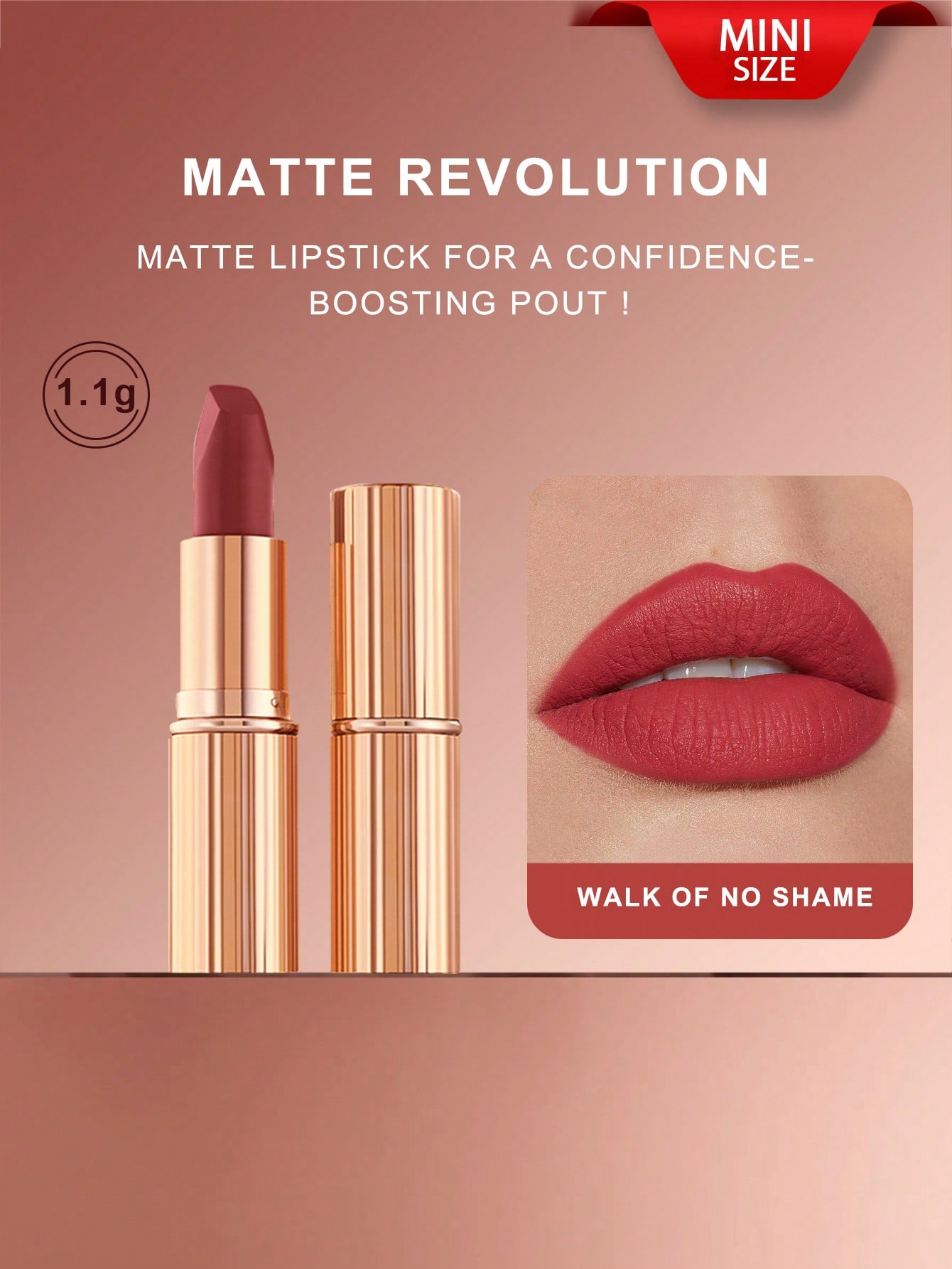 Charlotte Tilbury Mini Matte Revolution Lipstick Pillow Talk 1.1g / 0.03 Oz #WALK OF NO SHAME 1.1g