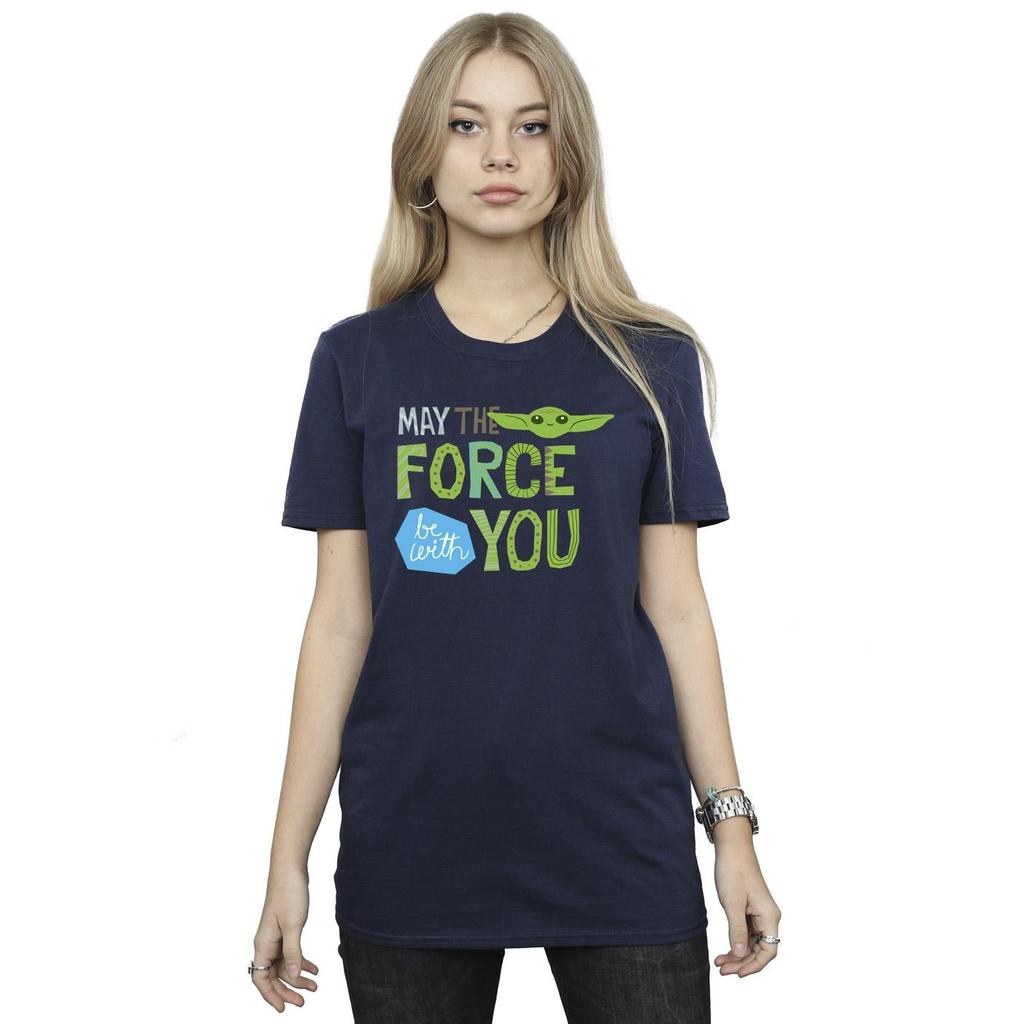 Star Wars Womens/Ladies The Mandalorian May The Force Be With You Cotton Boyfriend T-Shirt