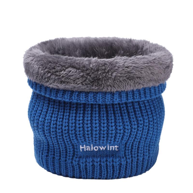 Winter outdoor knitted terry scarf pullover couple velvet solid color embroidery warm scarf women