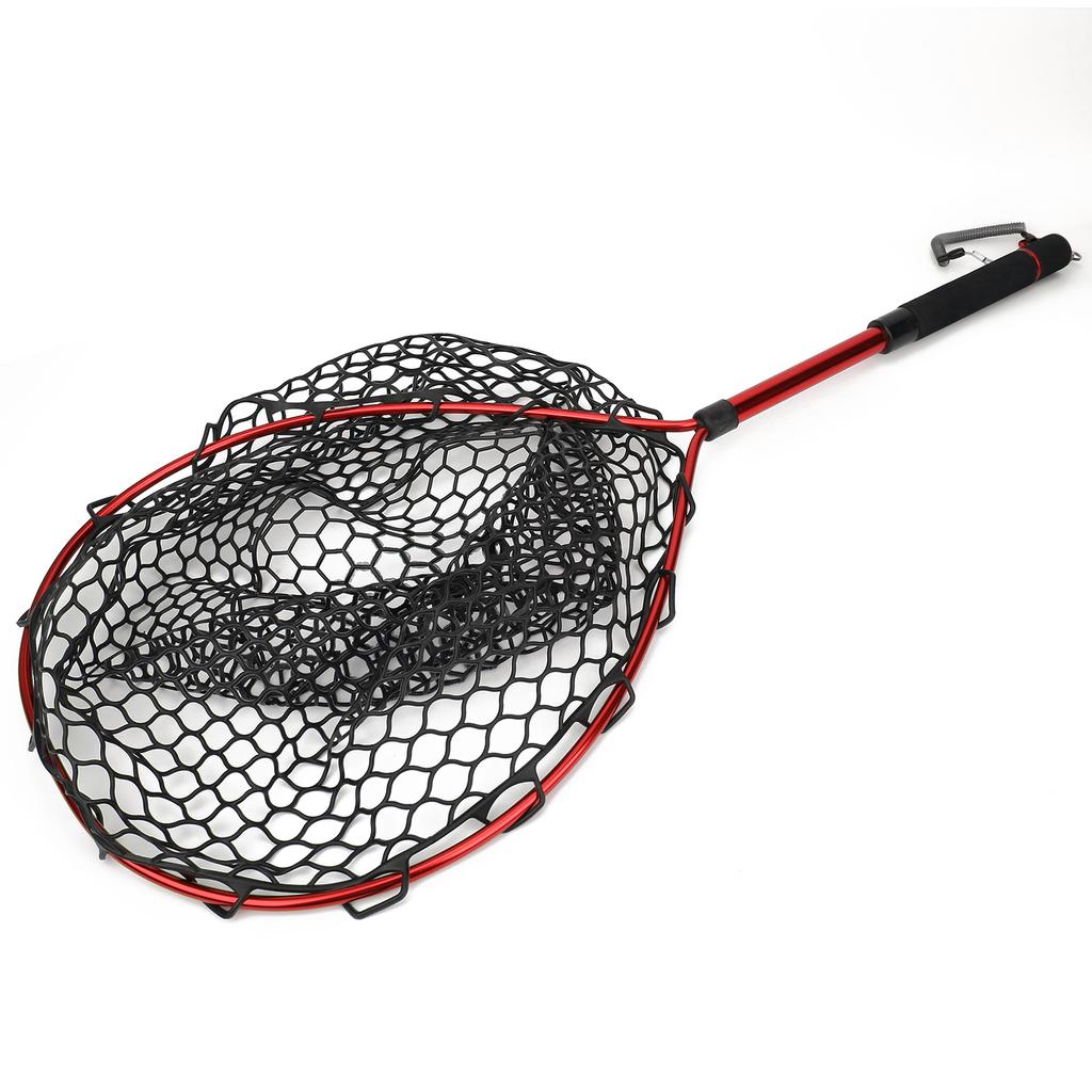 Foldable Lightweight Fly Fishing Landing Net Aluminum Alloy Frame EVA Handle Fishing NetRed