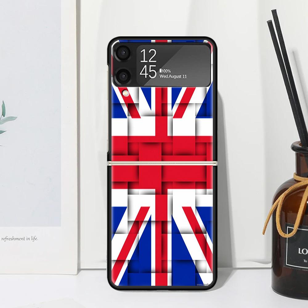 Union Jack England UK Flag Phone Case For Samsung Galaxy Z Flip 7 Flip7 Zflip 6 Flip6 5 Flip5 4 Flip4 3 Flip3 5G Fundas Black Co