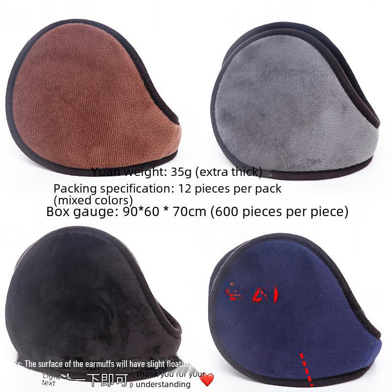 2024 Winter Men's Windproof Warm Fur Earmuffs - Solid Color, Thickened Design for Outdoor Use