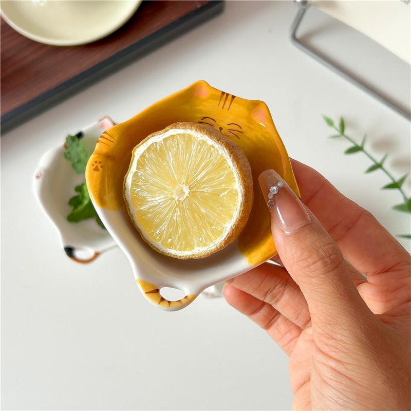 Cat Series Seasoning Plates Household Ceramic Plates Hot Pot Dipping Sauce Disc Soy Sauce And Vinegar Plates Cute Snack Plates