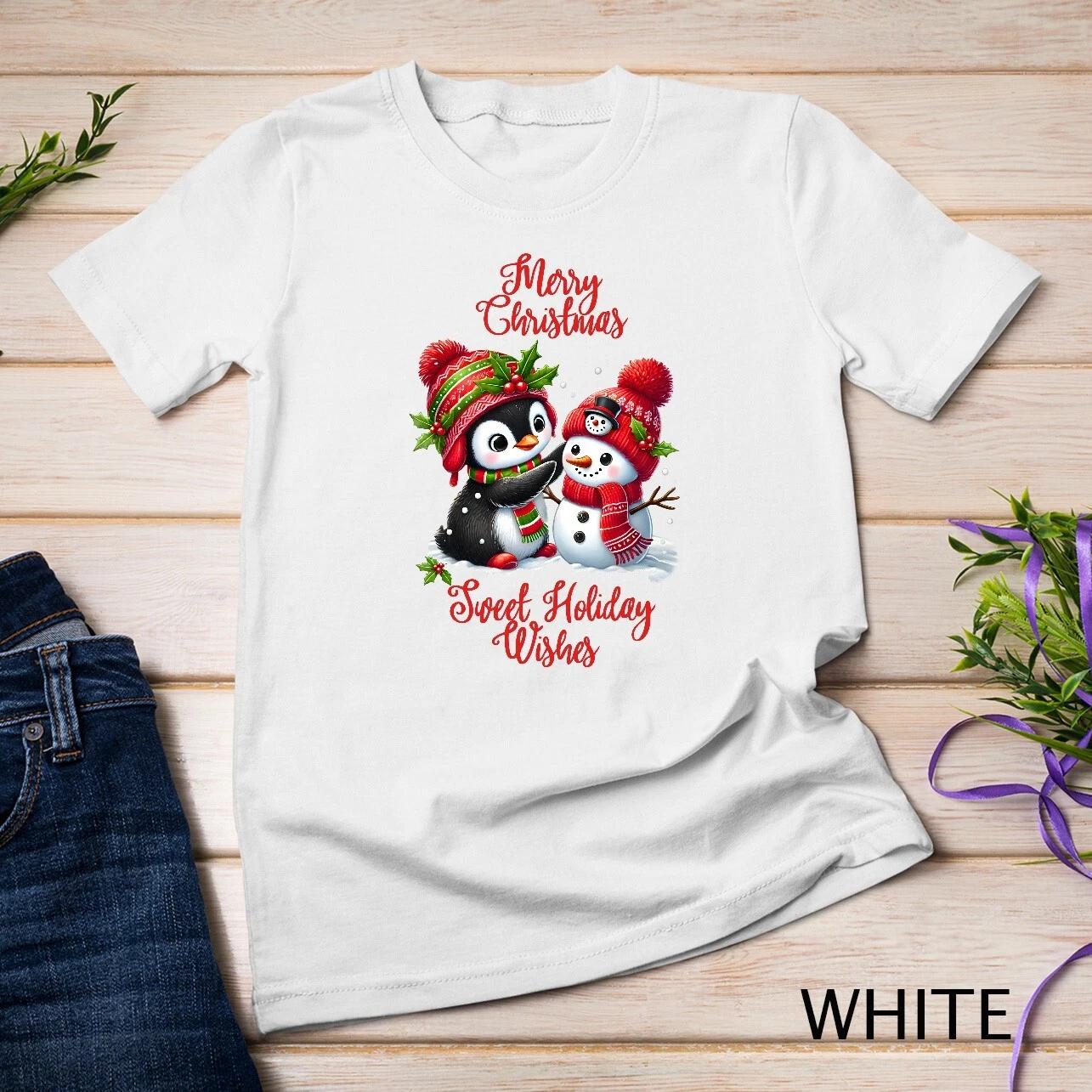 Snowy Christmas Cute Penguin #3 Funny Christmas Shirt Unisex T-shirt L