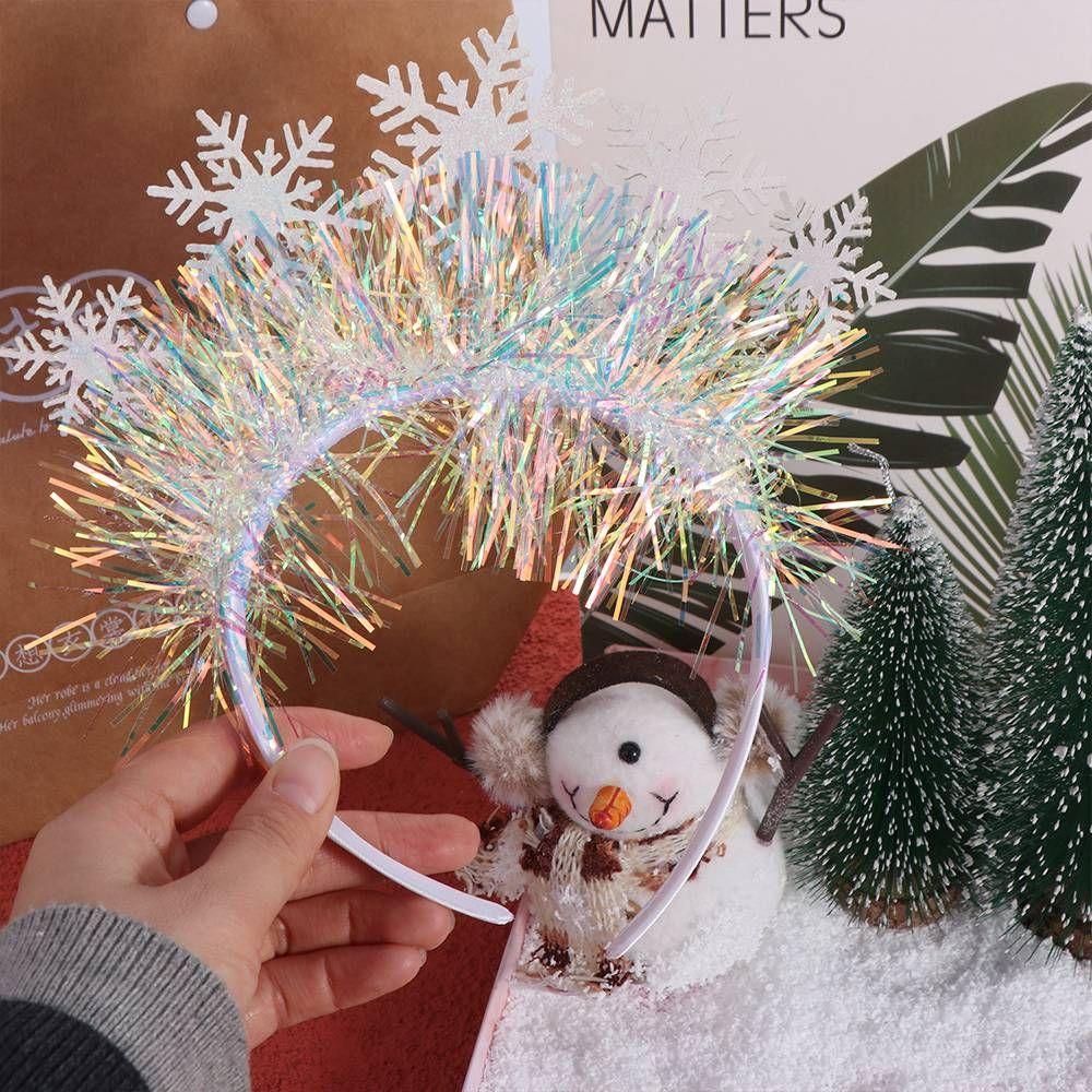 Sequin Christmas White Snowflake Headbands Plastic Non-slip Snowflake Headdress Exquisite Wear-resistant Cosplay Headbands