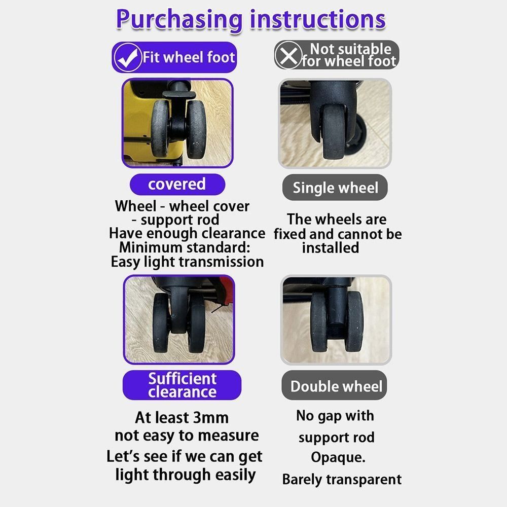 8Pcs Luggage Wheels Protector Rings Silicone Luggage Accessories Wheels Cover For Most Luggage Reduce Noise For Travel Luggage