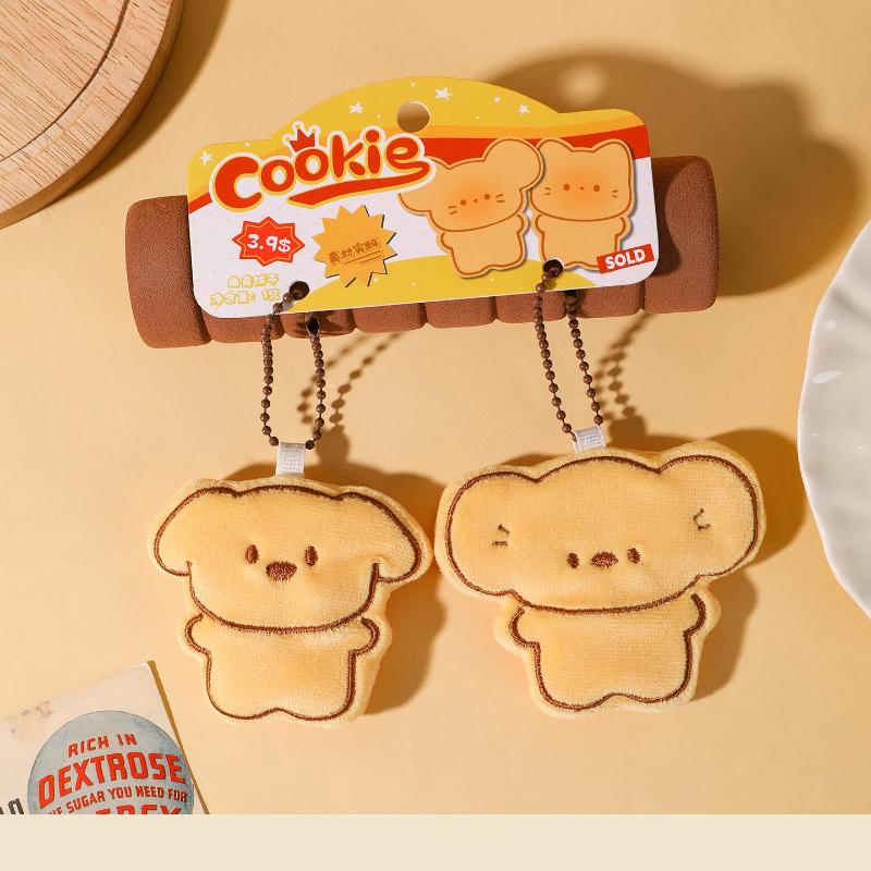 1/2Pcs Cute Cartoon Simulation Biscuit Bear Plush Pendant Keychain Kawaii Stuffed Doll Backpack Pendant Decorative Accessories