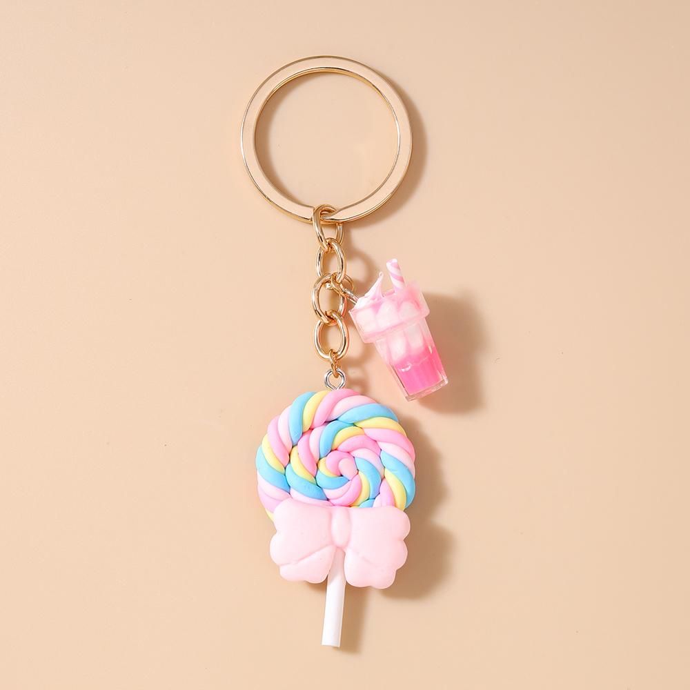 Pretty Resin Candy Lollipop Keychain Women Girls Juice Key Ring Pendants Handbag Decor DIY Key Chain Kid's Jewelry Gift