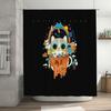Unframed Cute Cat In Cup Shower Curtain Funny Pet Lover Bathroom Decor Unique Home Decor Artistic Washroom Curtain Wall Hanging