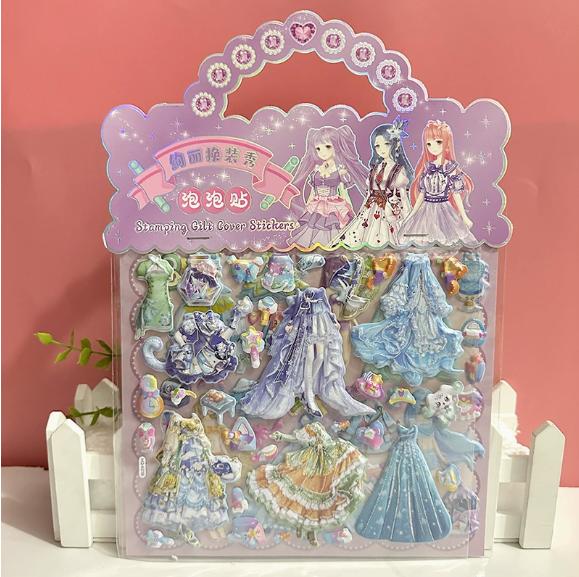 Sheets/Bag Kawaii Princess Dress Up Sticker Cartoon Diy Foam Bubble Stickers Cute Decorative 3D Puffy Stickers Kids Toy