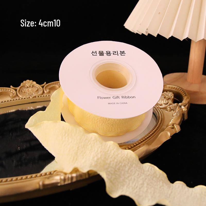 Pleated Silk Ribbon with Floral Ruffles for Gift Wrapping and Decorative Tying