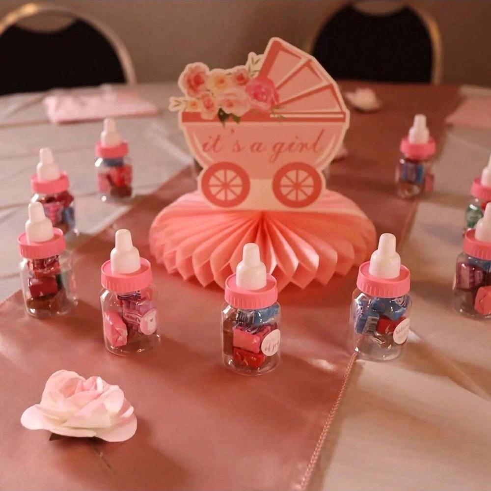 12Pcs White Baby Bottle Shape Candy Bottle Baby Shower Favor Plastic Mini Feeding Bottle for Birthday Baby Shower Gift Decor