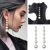 1 Pair Elegant Fashion Women Ladies Zircon Jewelry Big Pearl Long Dangle Earrings Crystal Ear Stud