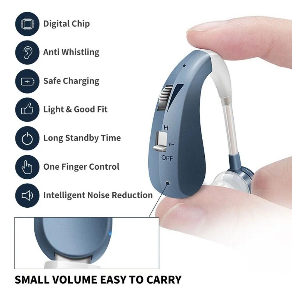 Mini Size Sound Amplifier USB Recharging Wireless Ear Aids Digital Hearing Aid  For Elderly People