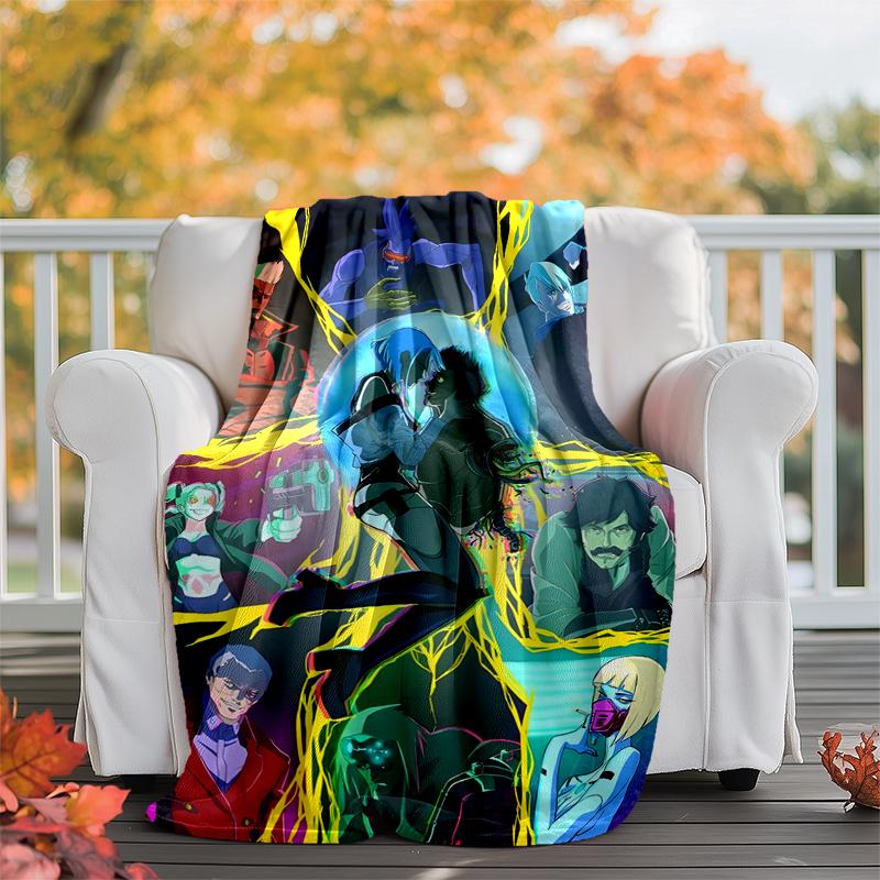 Cyberpunk Flannel Blanket Soft Warm All-Season Throw, Design for Camping, Car Travel, Hiking Sofa, Bed, Office Perfect Gift for Parties