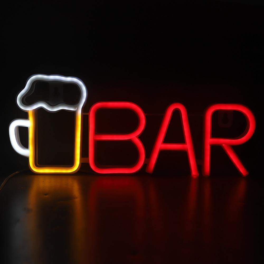 USB or Battery Powered LED Neon Sign Beer Bar Shaped LED Sign High Safety Neon Sign Bar