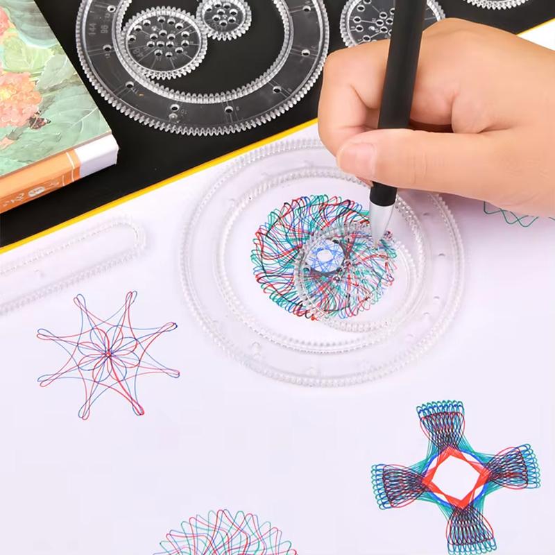 Lustiges Spirograph Zeichenspielzeug Set Kreative Zahnräder Geometrie Schablonen Malvorlage Kunsthandwerk Kinder Pädagogisch Schüler Geschenke