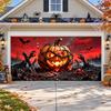 Halloween Garage Door Cover 16x7 FT, Giant Pumpkin Horror Scene Decor