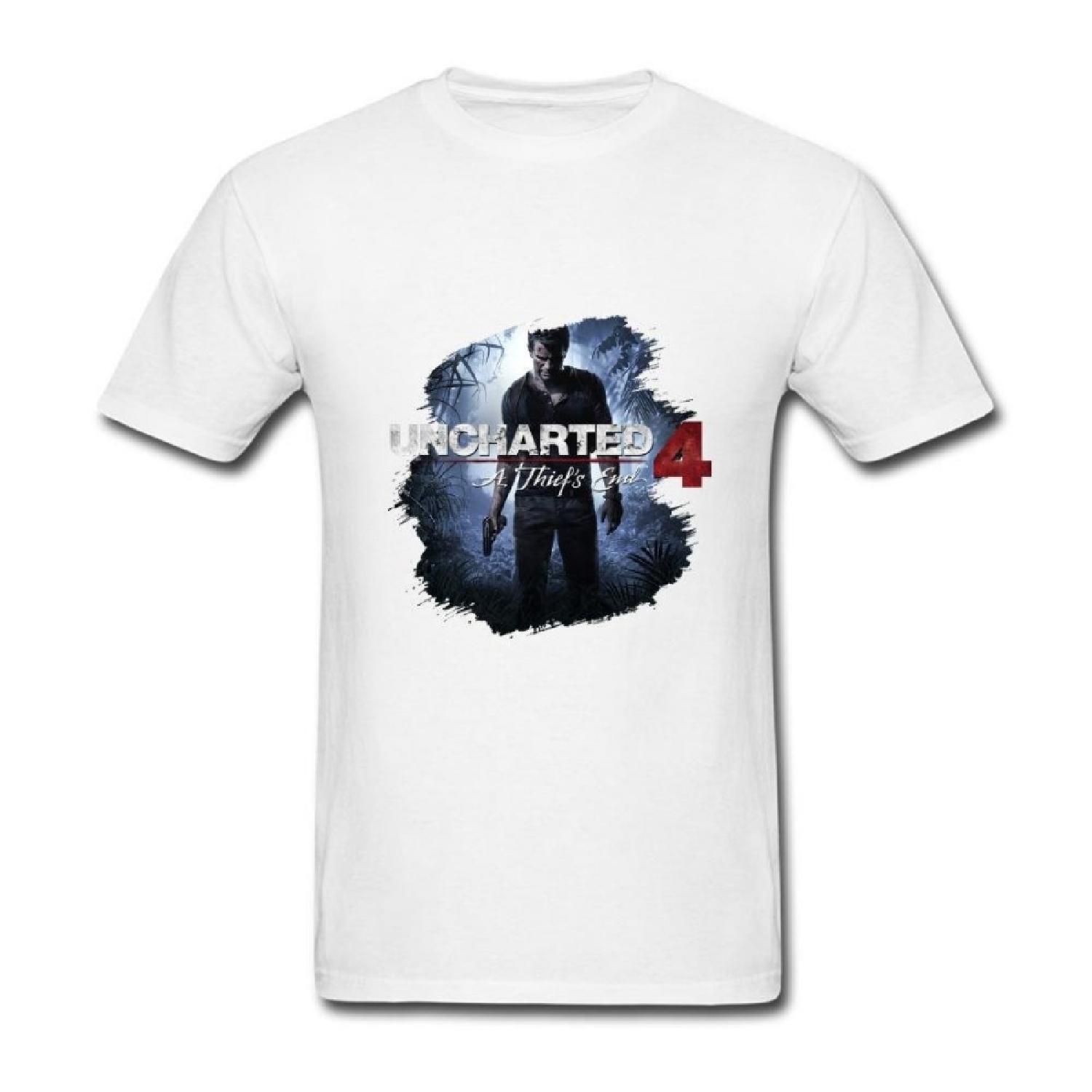 JuDian Uncharted 4 Конец вора Игровая футболка Нейтан Дрейк для мужчин L S белый