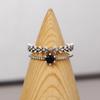 Antique Silver Color Vintage Adjustable Rings for Women Branch Black Stone Double Layer Opening Rings Fancy Girls Jewelry