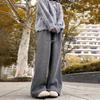 Women's Fleece-Lined High-Waisted Wide-Leg Pants - Soft, Knitted, Floor-Length, Loose-Fit for Autumn/Winter.