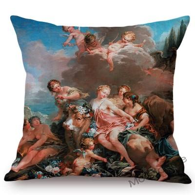French Royal Painting Francois Boucher Ancient Greek Myth Venus Cupid Angels Floral Retro Decor Throw Pillow Case Cushion Cover