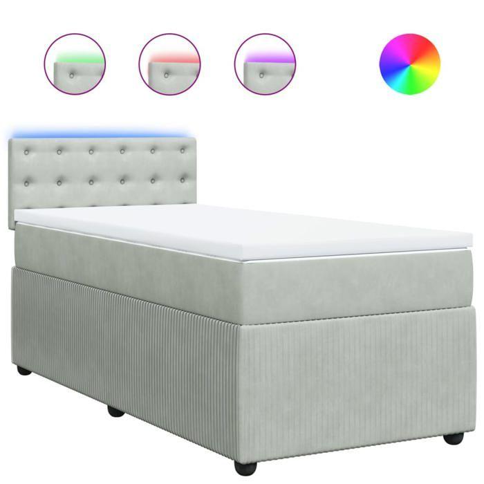 VidaXL Sommier à lattes de lit et matelas Gris clair 100x200cm Velours 3289974